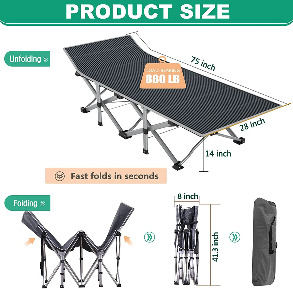 Folding Camping Cots with 2 Sided Mattress and Carry Bag L981
