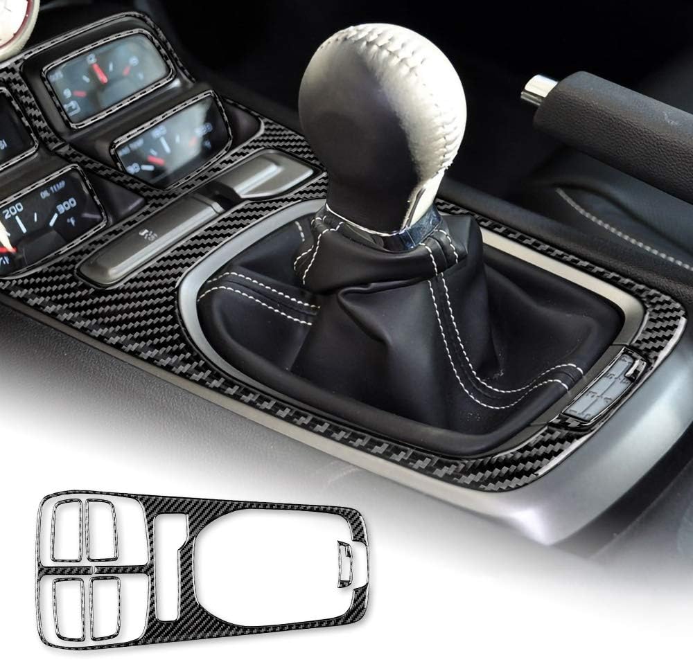 Carbon Fiber Gear Shift Panel Cover Sticker Black Pack of 2 I823