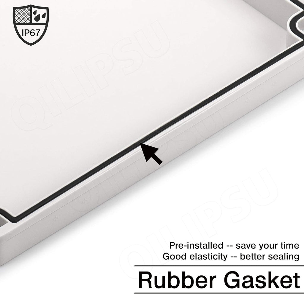 Junction Box with Mounting Plate 380x280x130mm ABS Plastic IP67 Waterproof Dustproof Enclosure Grey O742