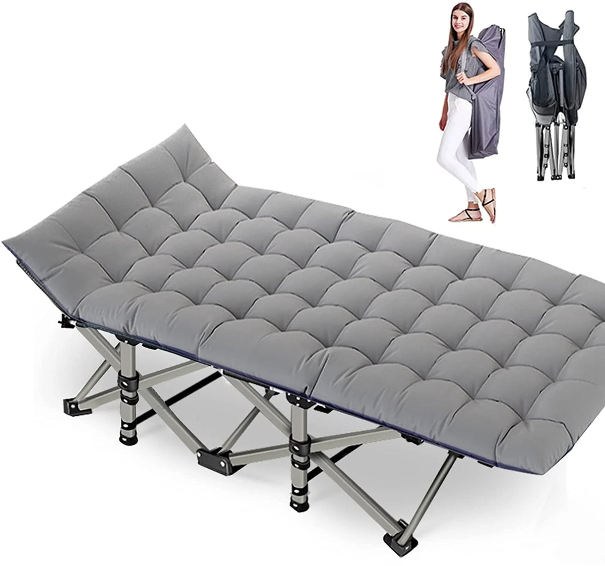 Folding Camping Cots with 2 Sided Mattress and Carry Bag L981