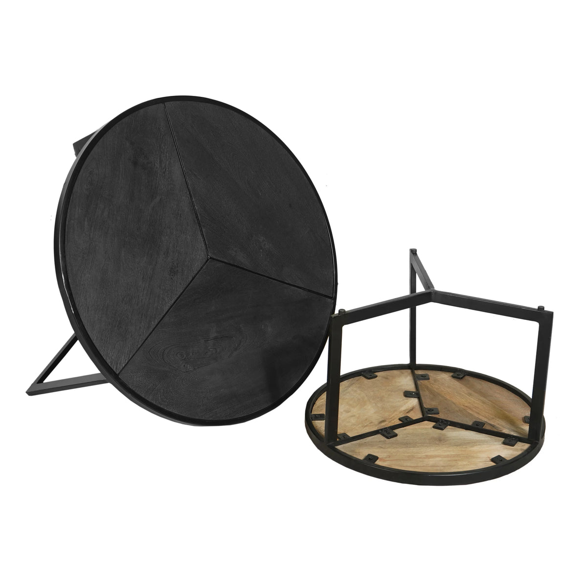 Round Nesting Coffee Table Set Of 2 Mango Wood H949399