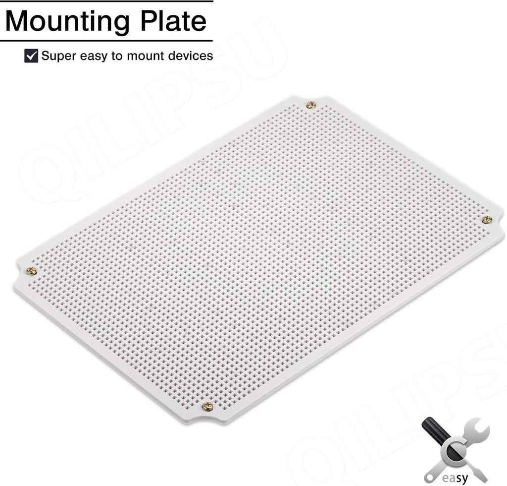 Junction Box with Mounting Plate 380x280x130mm ABS Plastic IP67 Waterproof Dustproof Enclosure Grey O742