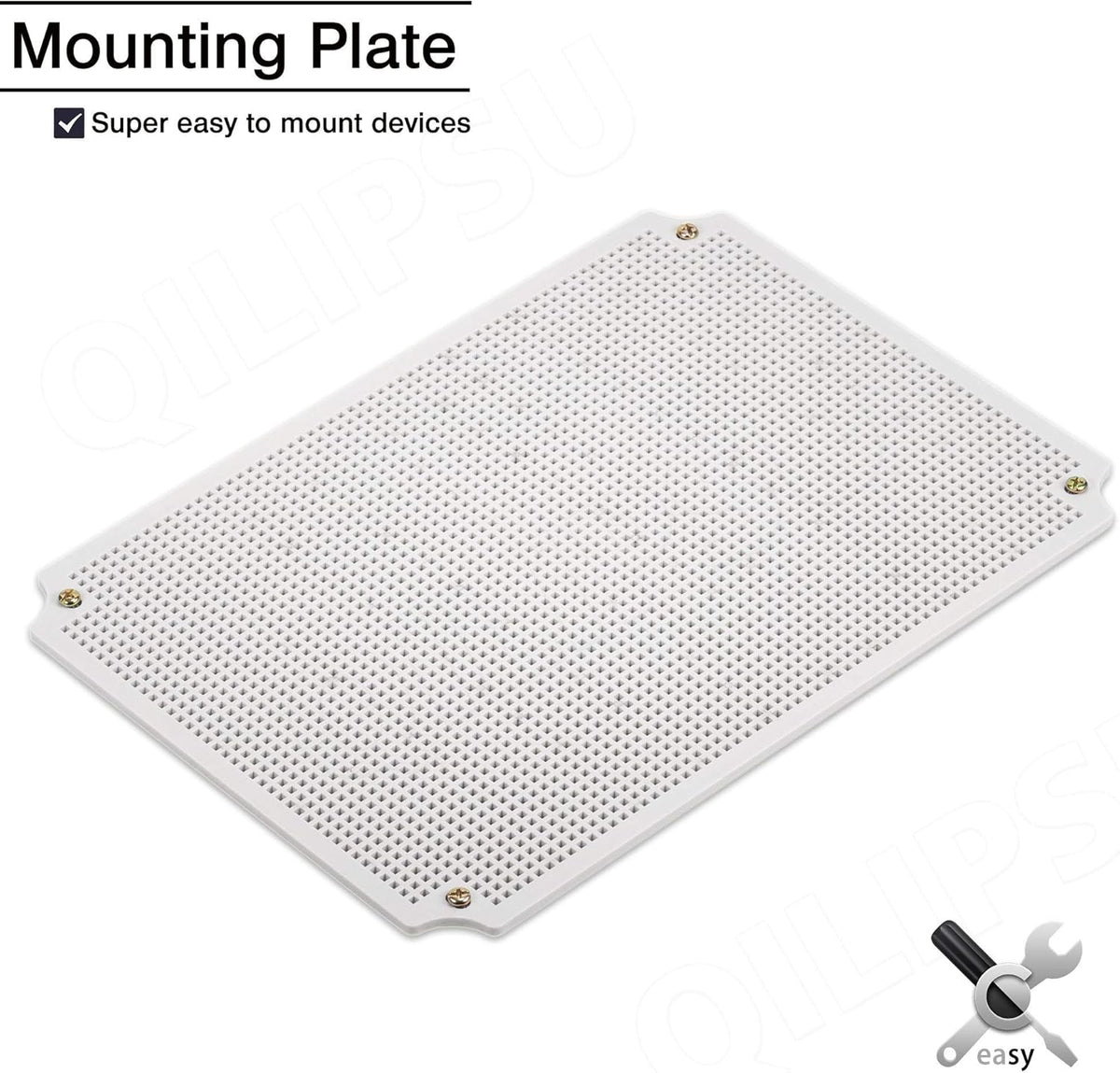 Junction Box with Mounting Plate 380x280x130mm ABS Plastic IP67 Waterproof Dustproof Enclosure Grey O742