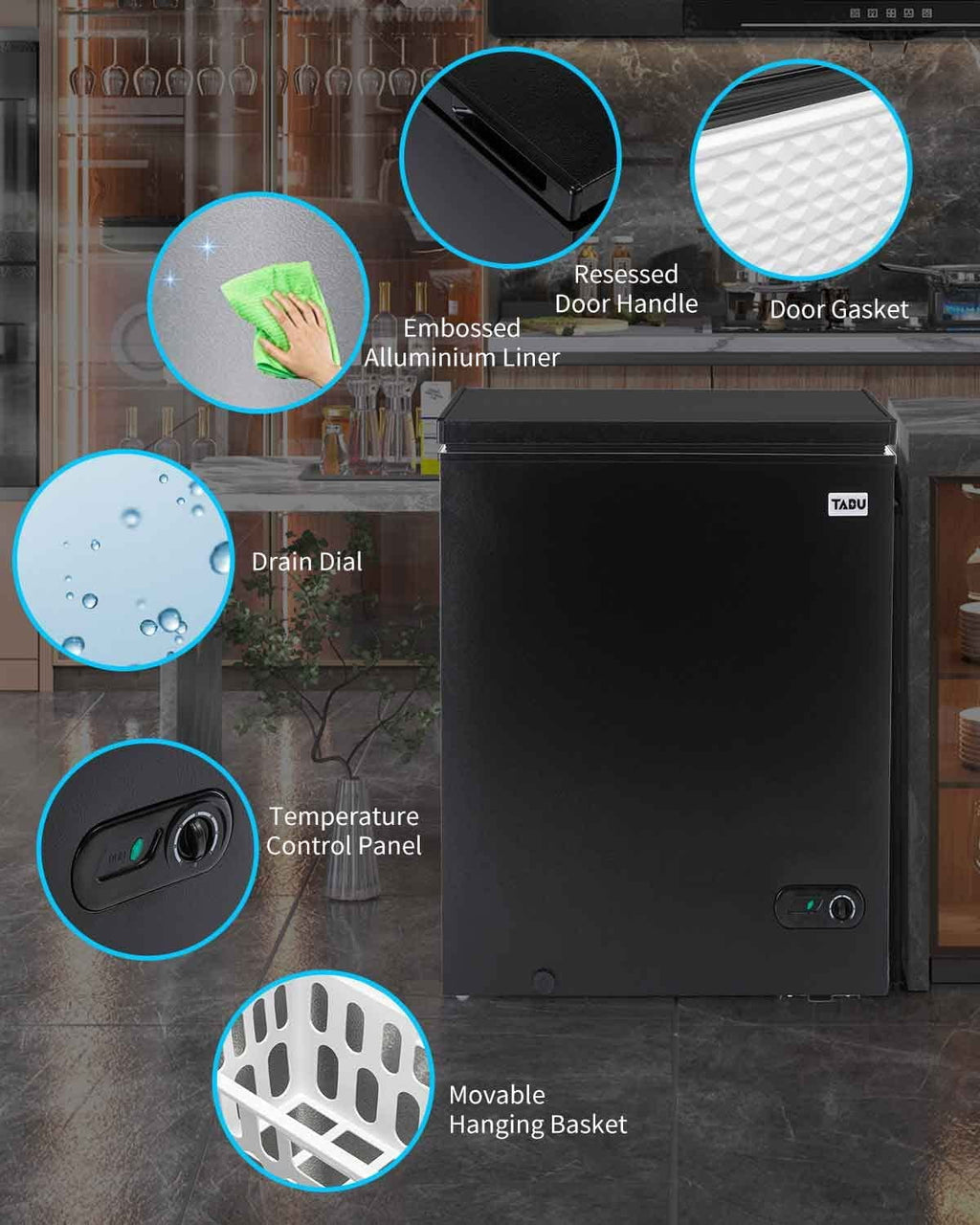 10.0 Cu Ft Black Chest Freezer with Removable Basket I3828