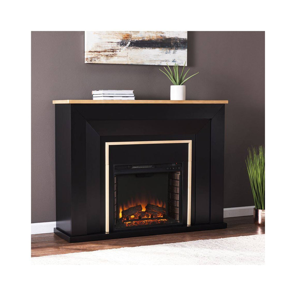 Black/Natural Electric Fireplace V22592