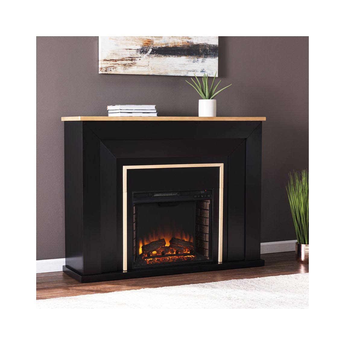 Black/Natural Electric Fireplace V22592