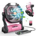 Portable Rechargeable Fan 20000mAh with LED Lantern Pink W190