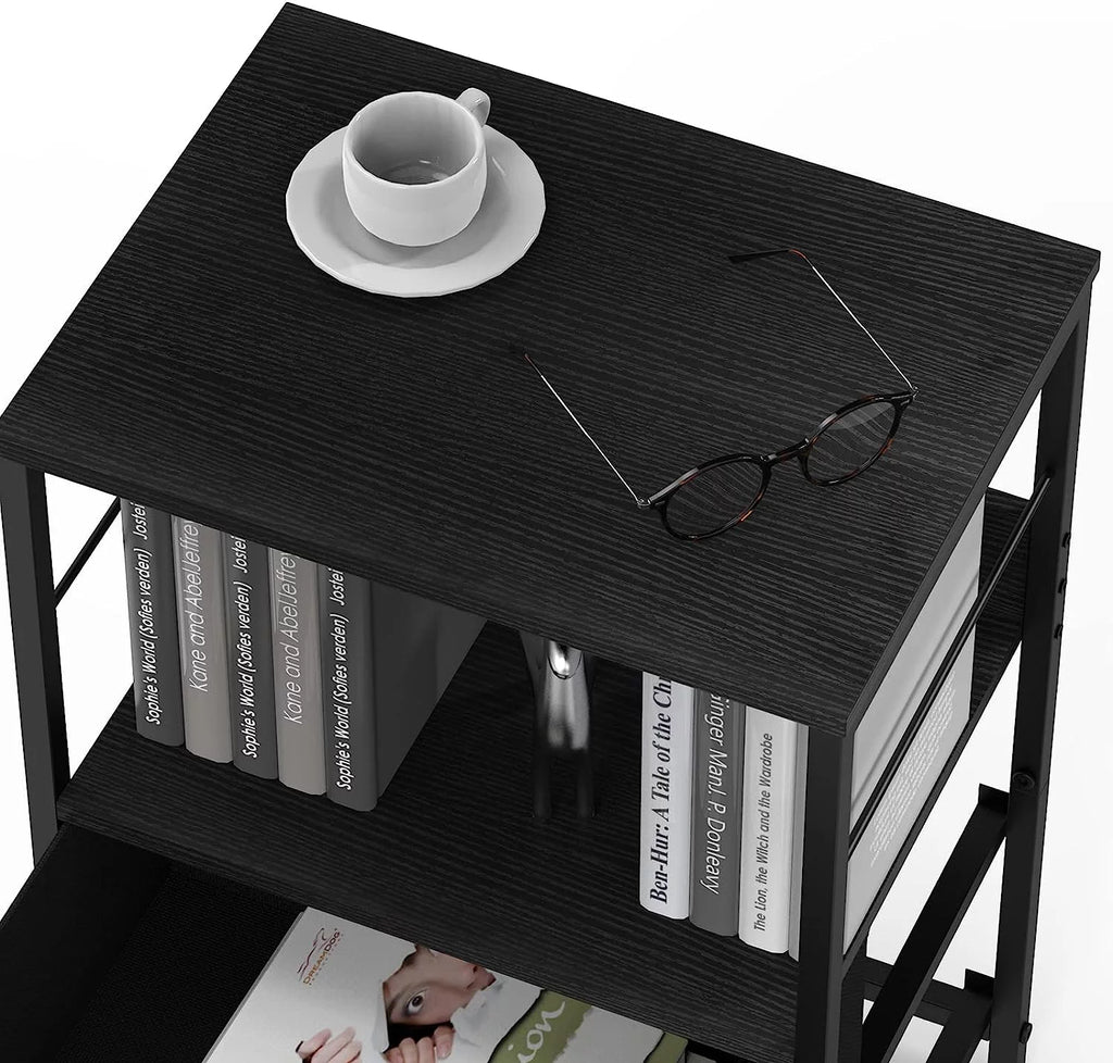Brown Wood Nightstand with 2 Drawers and Open Shelf C988042