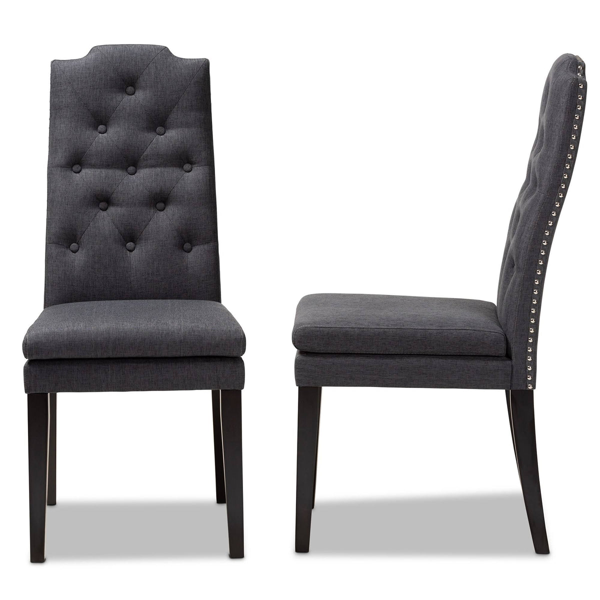 Charcoal Button Tufted Set of 2 Wood Dining Chair M11079