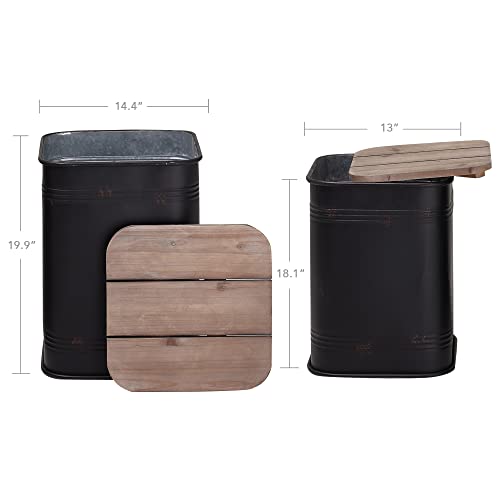 Galvanized Metal Storage Ottoman Side Table P18198