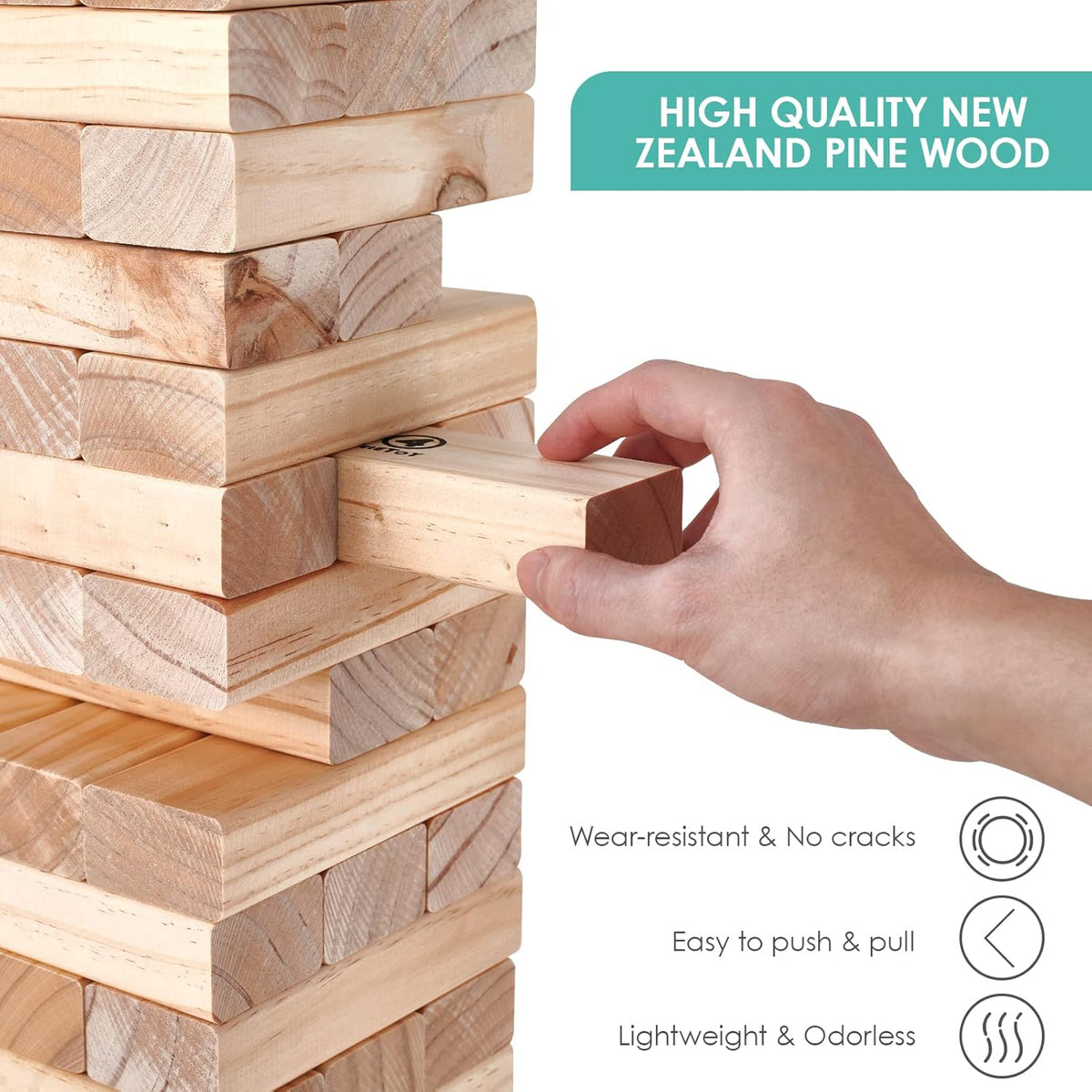 Giant Stacking Game Wooden Tower Game Set with Carrying Bag C3016