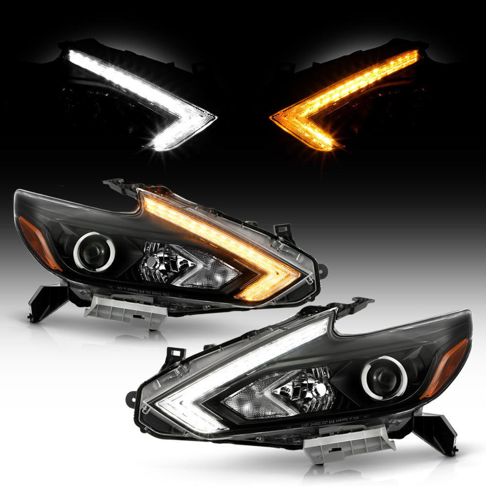 Black LED SwitchBack Tube Projector Headlights Q1154