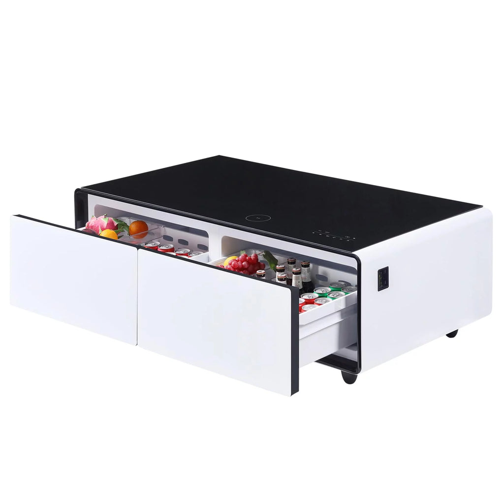 Smart Coffee Table with Fridge and Bluetooth Speaker M1418