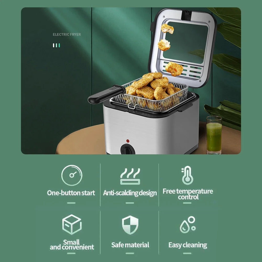 2.5L 1000W Stainless Steel Electric Fryer V8895