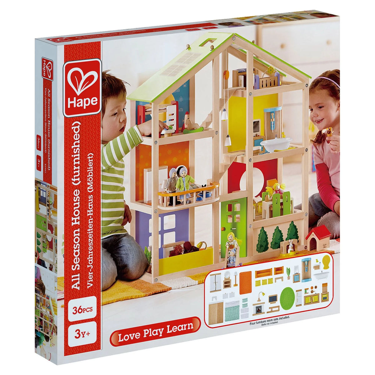 Wooden Furnished Dollhouse Playset A314